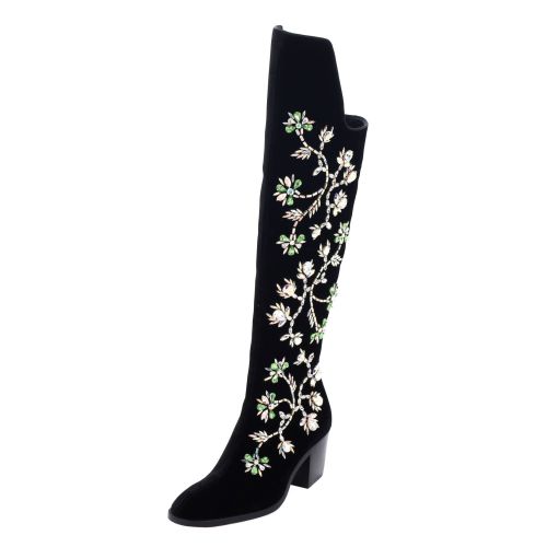 Women's Morgan Fleur Knee High Boots Velvet with Crystals