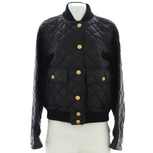 Women's Two Pocket Bomber Jacket Quilted Leather