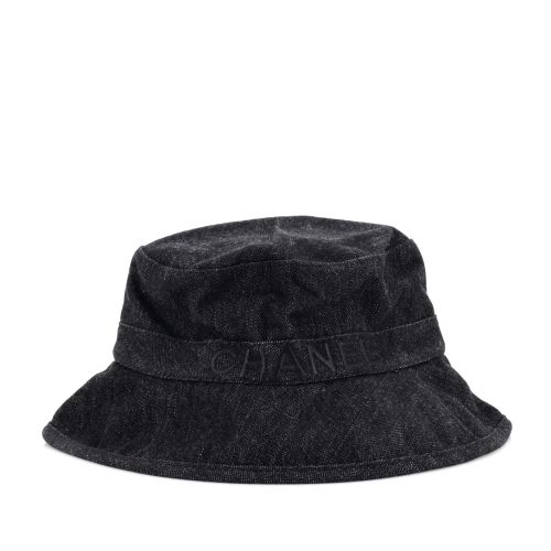 Logo Letters Bucket Hat Embroidered Denim