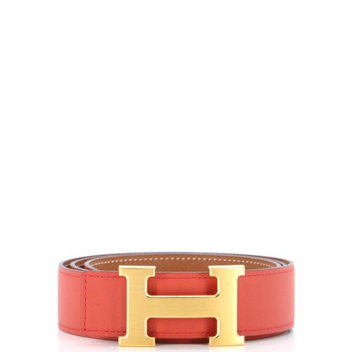 Constance Martelee H Reversible Belt Leather with Brushed Hardware Medium 90