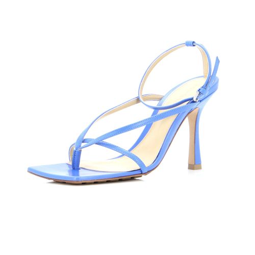 Women's Stretch Strap Heeled Sandals Leather