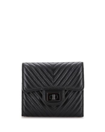 So Black Reissue Flap Wallet Chevron Aged Calfskin Compact