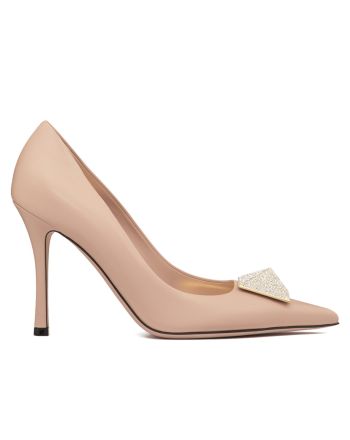 Valentino Women's Valentino Garavani One Stud Pump With Crystals 100MM Light Pink