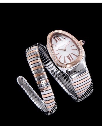 Bvlgari 18-carat pink-gold and steel watch White