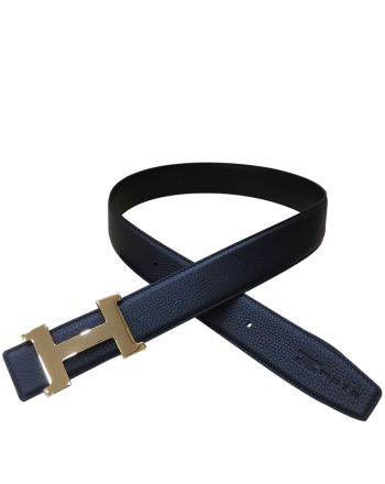 Hermes Men's H belt buckle & leather strap Black